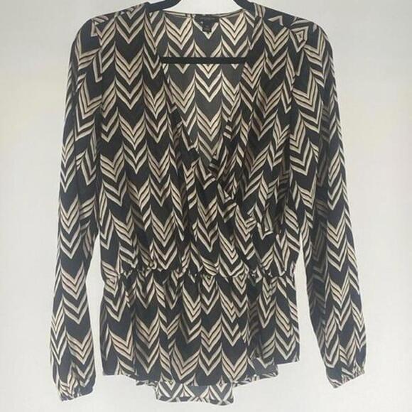 Ann Taylor Tops - Chic Women's Chevron Print Blouse - Stylish & Comfortable